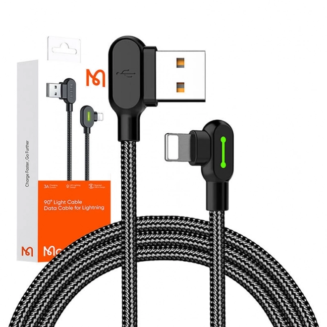 Vinklet USB Lightning-kabel Mcdodo CA-4674 LED, 0,5 m (sort)