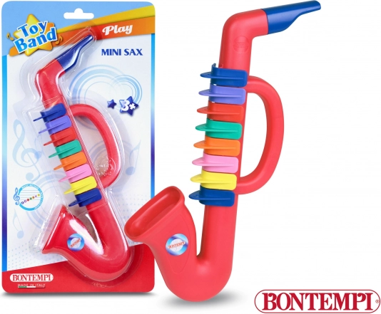 Børns rød plastisk saxofon med 8 knapper