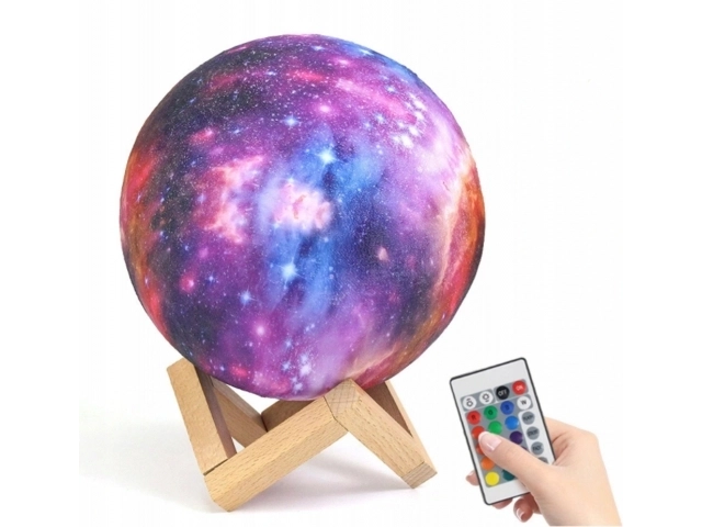 Nattlampe GALAXY 3D med farvet RGB baggrundsbelysning + fjernbetjening