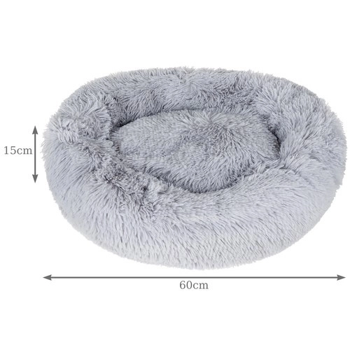 Grå, lodden hundekurv - 60 cm