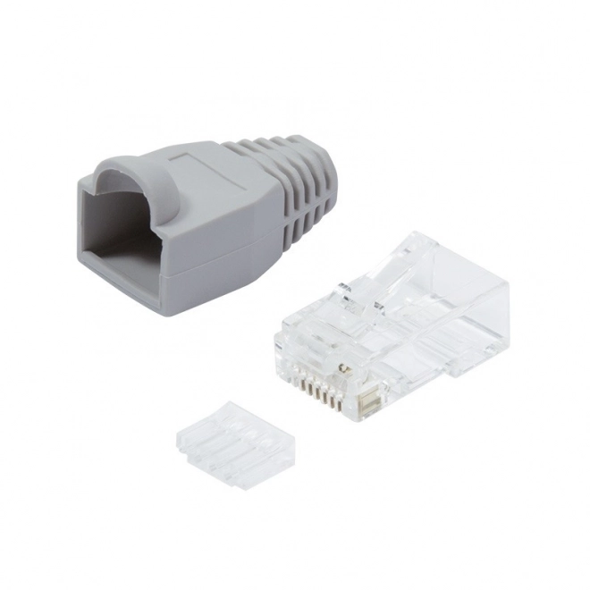 RJ45 CAT.6 stik med beskyttelse, grå, pakning 100 stk