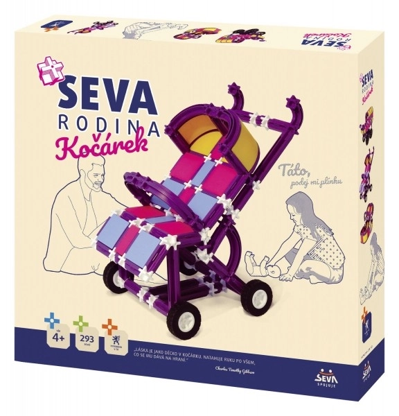 Byggesæt SEVA FAMILIE Barnevogn plast 293 dele i kassen 35x33x5cm 4+