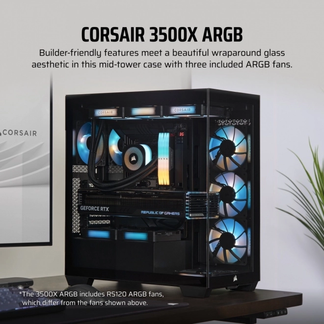 PC kabinet Mid-Tower 3500X ICUE LINK RGB TG sort