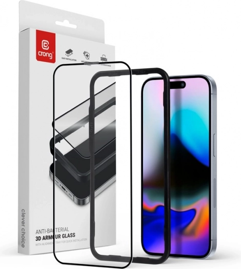 Crong antibakterielt 3D Armour Glass beskyttelsesglas til iPhone 16 Pro Max – iPhone 16 Pro