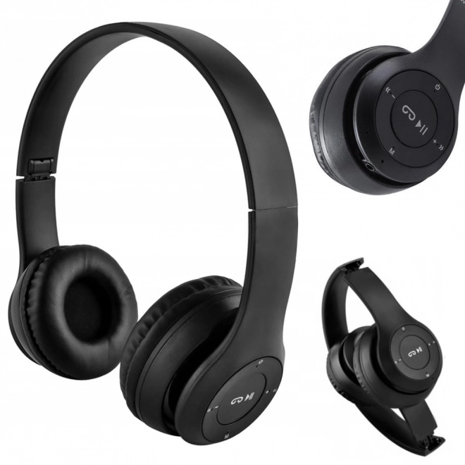 Trådløse hovedtelefoner p47 bluetooth mikrofon mp3 – Sort