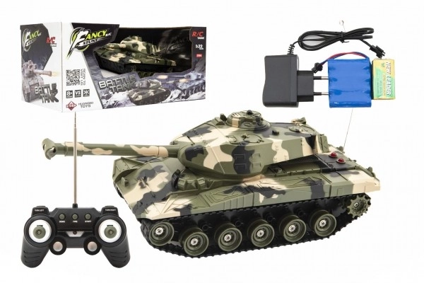 Tank RC plast 27cm 27MHz med batteri+opladningspakke med lyd i kasse 37x17x19cm