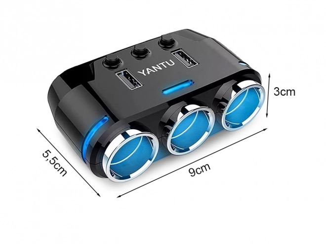 Bil USB-adapter med cigarettænder-hub
