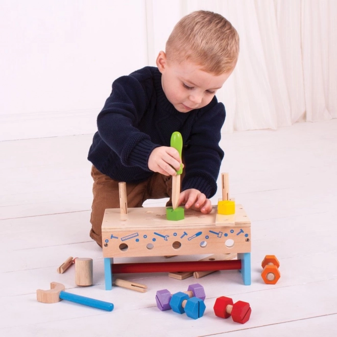 Træværksted og værktøjskasse 2i1 Bigjigs Toys
