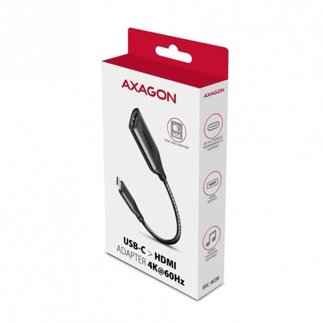 Adapter USB-C til HDMI 4K/60Hz aluminiums, 25 cm kabel