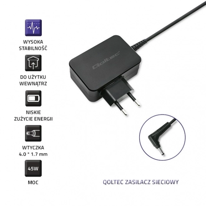 Qoltec oplader til Lenovo bærbare 45W