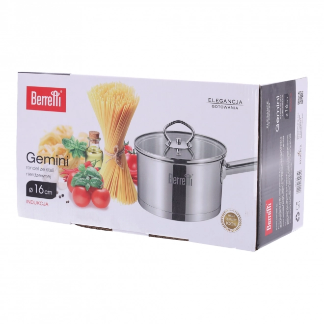 Rustfrit stål gryde med låg Gemini Berretti, 16 cm