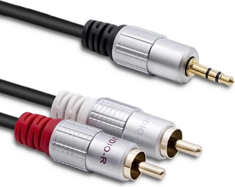 Audio-kabel 2x RCA til 3,5 mm mini-jack, 3 m, sort