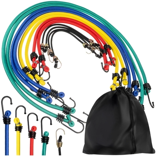 Elastiske bagagestropper med kroge, 12 stk