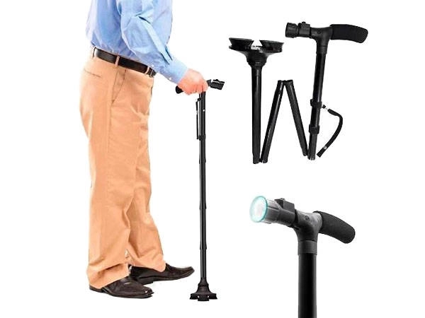 Sammenklappelig stok med LED-lys