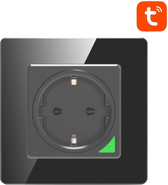 Smart Wi‑Fi vægkontakt Avatto TUYA, sort