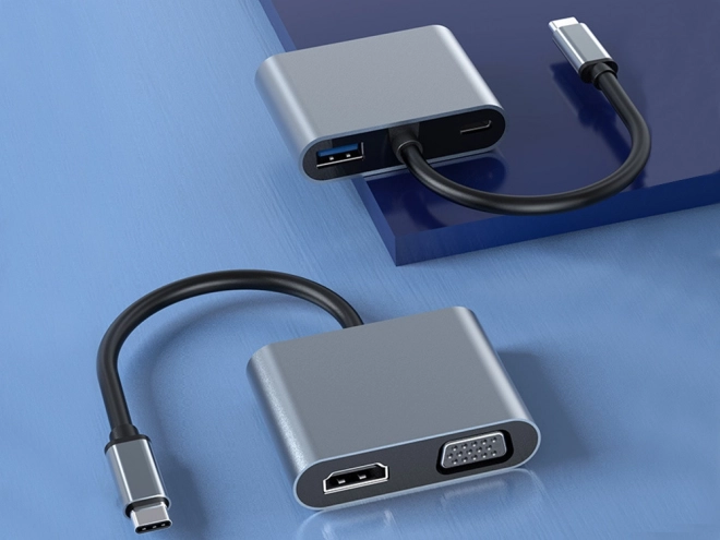 Adapter USB-C HDMI 4K VGA Hub med Power Delivery