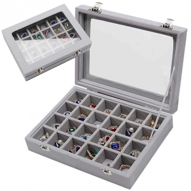 Smykkeskrin-organizer med ruskindsdisplay