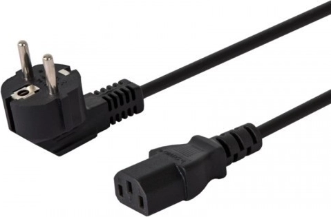 Strømkabel Schuko IEC C13 vinklet 1,8m