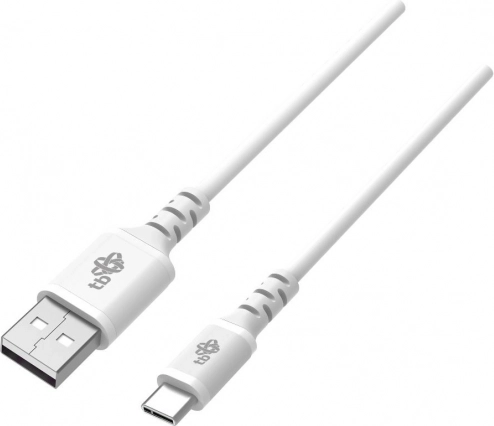 Silikonekabel USB–USB‑C 1 m hvid med støtte for QUICK CHARGE