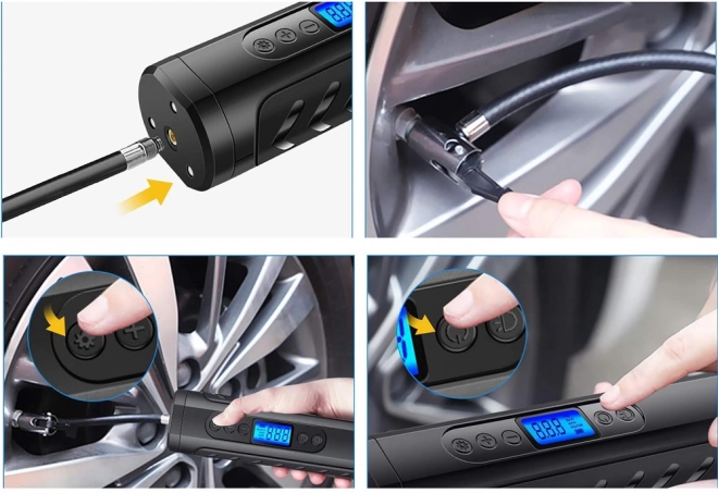 Batteridrevet bærbart kompressor pumpe med LCD-skærm