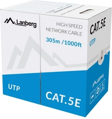 netværkskabel UTP Cat.5e CU 305 m, grå, massiv leder