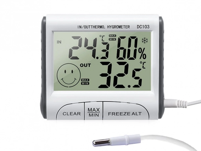 Meteorologisk station med termometer, hygrometer og sensor