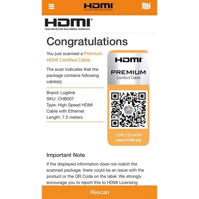 HDMI Kabel Ultra HD 7,5m Premium