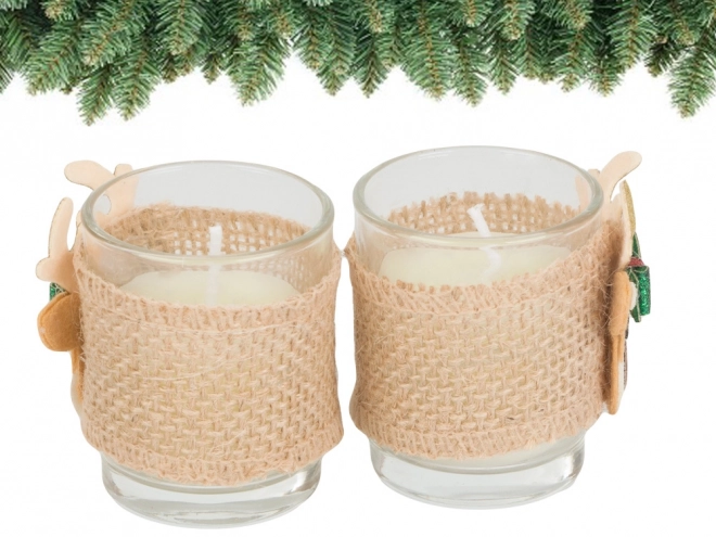 Duftlys i glas med rensdyrmotiv, sæt med 2 stk.