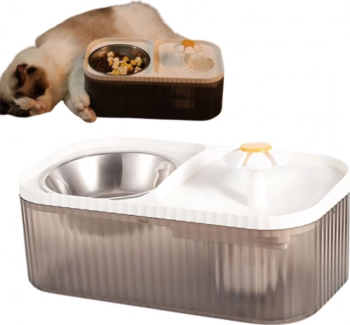 Automatisk springvand og skål til katte og hunde med filter, 3 l – Hvid