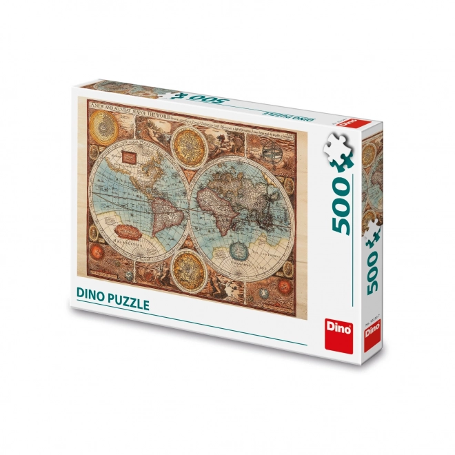 Dino Puslespil gammelt verdenskort - 500 brikker