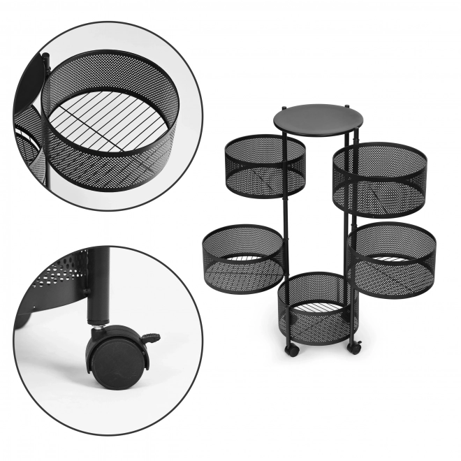 Køkkenhyldeorganisator med roterende hylder, 5 niveauer, metal, ModernHome