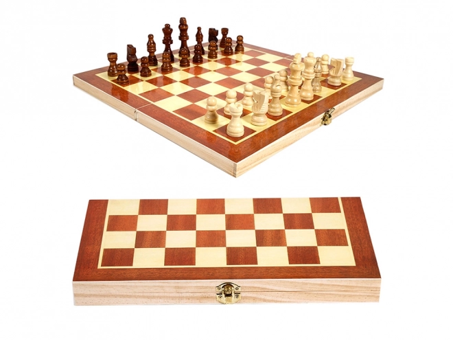 Træspil sæt 3i1: Skak, Dame og Backgammon
