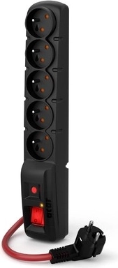 Strømskinne F5 Power 5 meter 5 stik Sort