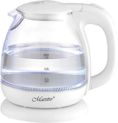 Glas elkedel 1 l 1100 W fra Maestro