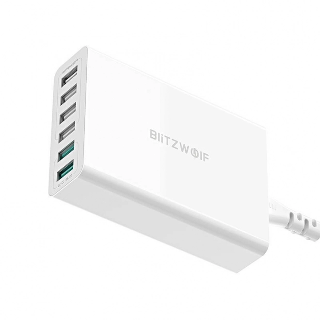 USB-oplader 6 porte BlitzWolf QC 3.0, 60W hvid