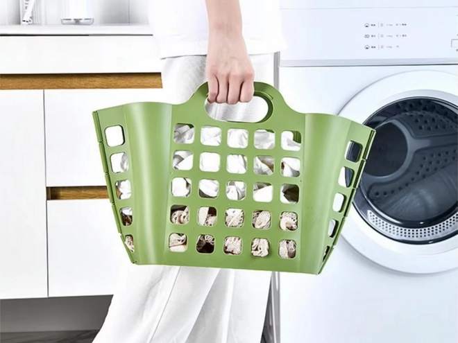 Foldbar plastvasketøjskurv