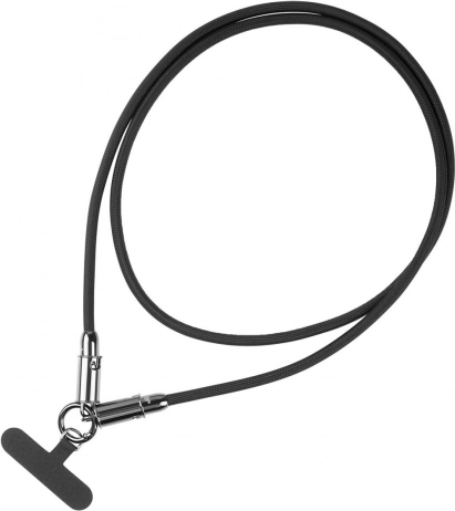 USB‑C-kabel 2-i-1 med telefonslynge 1 m sort