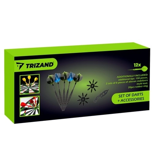 Sæt af 12 dartpile + tilbehør Trizand 21629