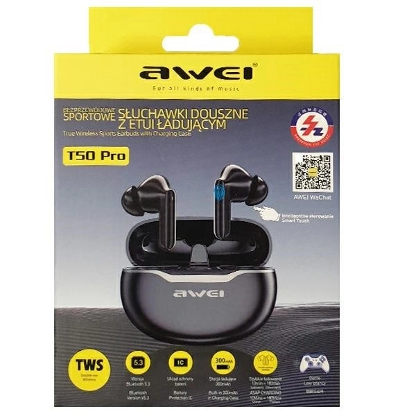 Bluetooth hovedtelefoner Awei T50 Pro TWS sorte