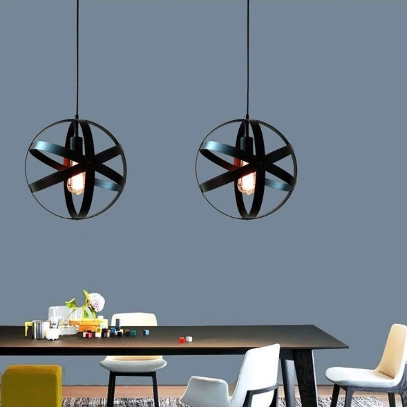 Hængende lampe Loft, Industriel - kugle, sort