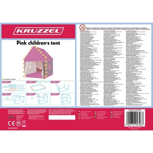 Børnetelt - lyserød Kruzzel 22653