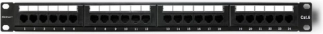 Patchpanel til rack, 24-ports CAT6 UTP, sort