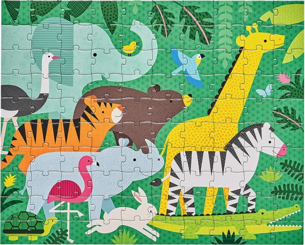 Dobbelt­siet junglepuslespil 2-i-1 49 brikker PETIT COLLAGE