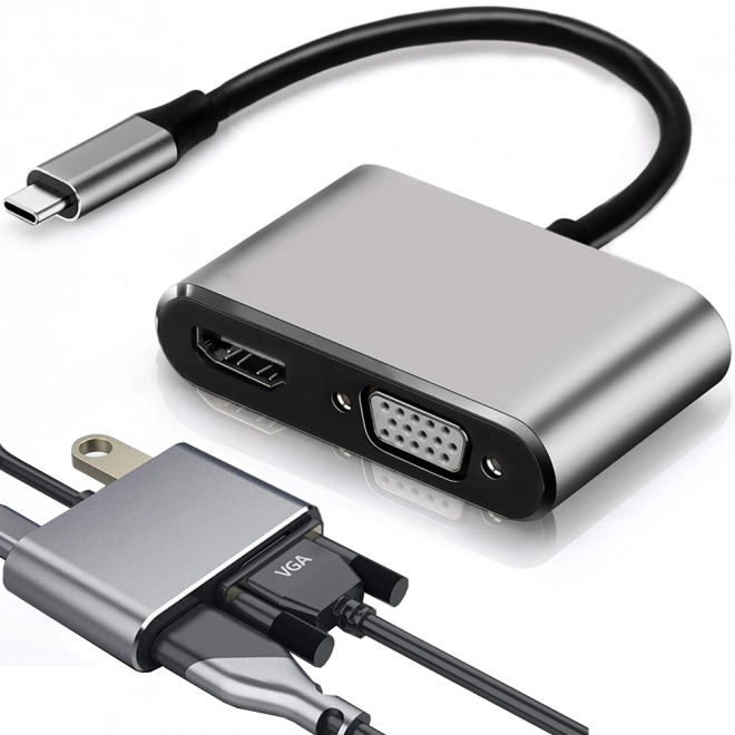 Adapter USB-C HDMI 4K VGA Hub med Power Delivery