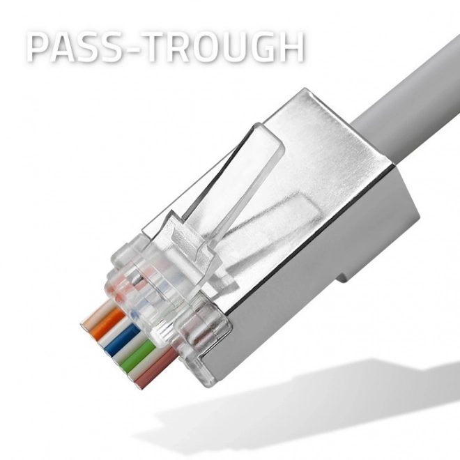 Gennemtræk RJ45 CAT5e FTP stik forgyldte kontakter 100 stykker