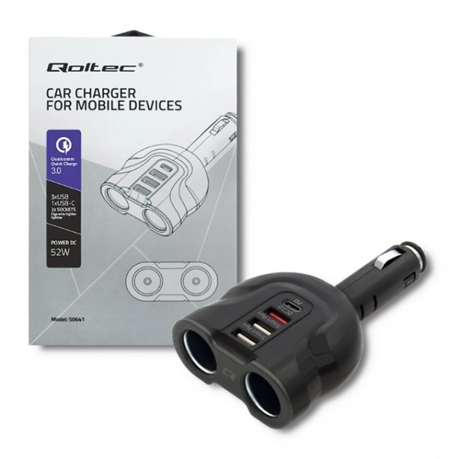 Distribuer cigarettænderstikdåse 12-24V | 52W | 2,4A | 2xUSB | USB QC 3.0 | USB-C PD | 2x cigarettænderstikdåse