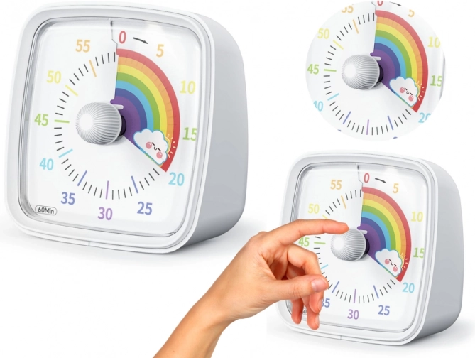 Minutur med alarm og lys hvid regnbuebetjening