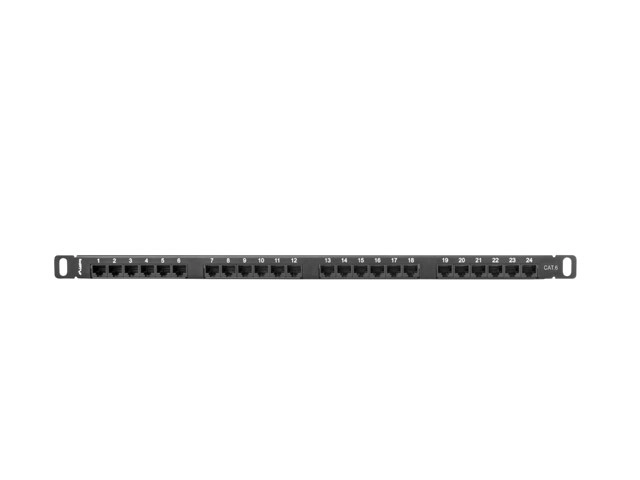 Patchpanel 24 porte 0.5U kat. 6 sort