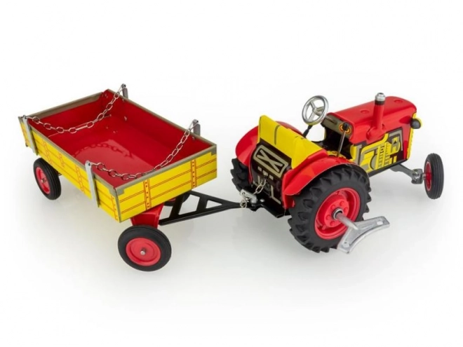 Traktor Zetor med anhænger rød på nøgle metal 28cm Kovap i æske