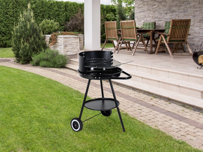 Rund havegrill med justerbar rist